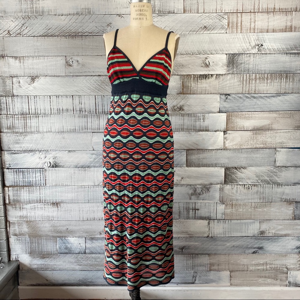 Missoni Size Medium Navy and Sea Green Knit Dress